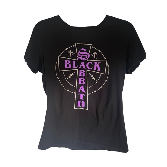Next Level Apparel Tops - Black Sabbath Purple Cross Graphic Tee Shirt Womens XXL (Fits Small) Goth‎ Rock